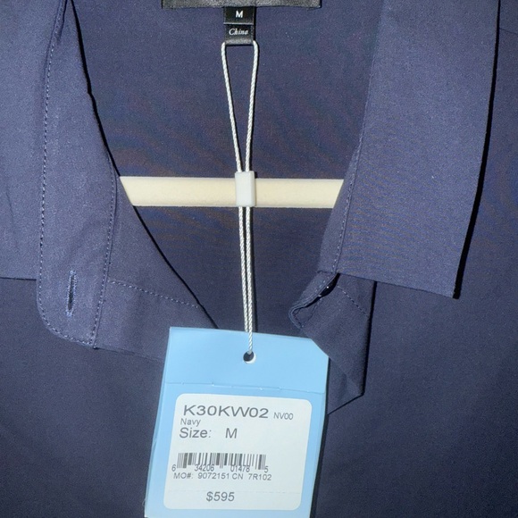 NWT $595 St. John Sport Techno Button Down Stretch Shirt Jacket Navy Size M - Picture 2 of 7